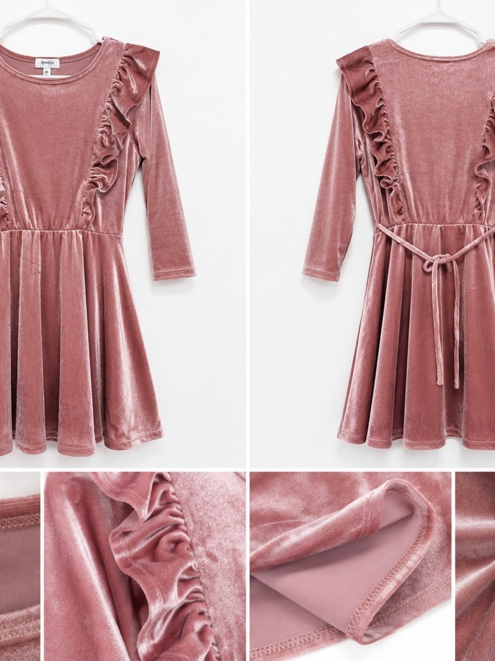 Speechless Dusty Rose Velvet Ruffle Midi DressXL (15)